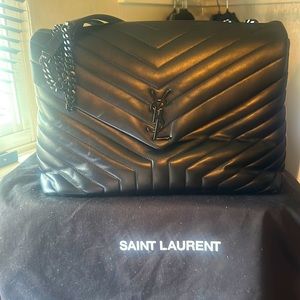 Saint Laurent Lou Lou “Large” Leather Matelasse’ Chain Shoulder Bag